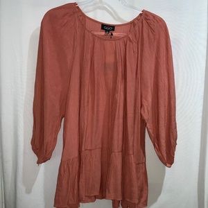 GiGio scoop neck tiered boho blouse Sz M New